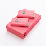 thumbnail of Benetton - Conjunto de cama de casal de 4 peças: lençol plano (240x280cm), lençol justo (160x200cm), 2 fronhas (50x85cm) 100% algodão rosa