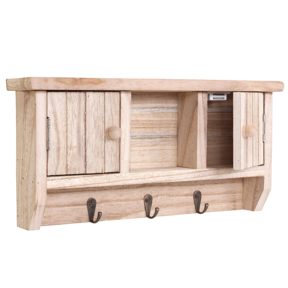 Quadro de chaves HWC-A48, caixa de chaves Quadro de chaves com portas, madeira maciça com certificação MVG ~ natural