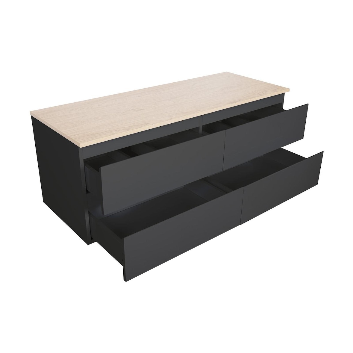 Meuble double vasque 120cm avec plan bois SORRENTO Noir