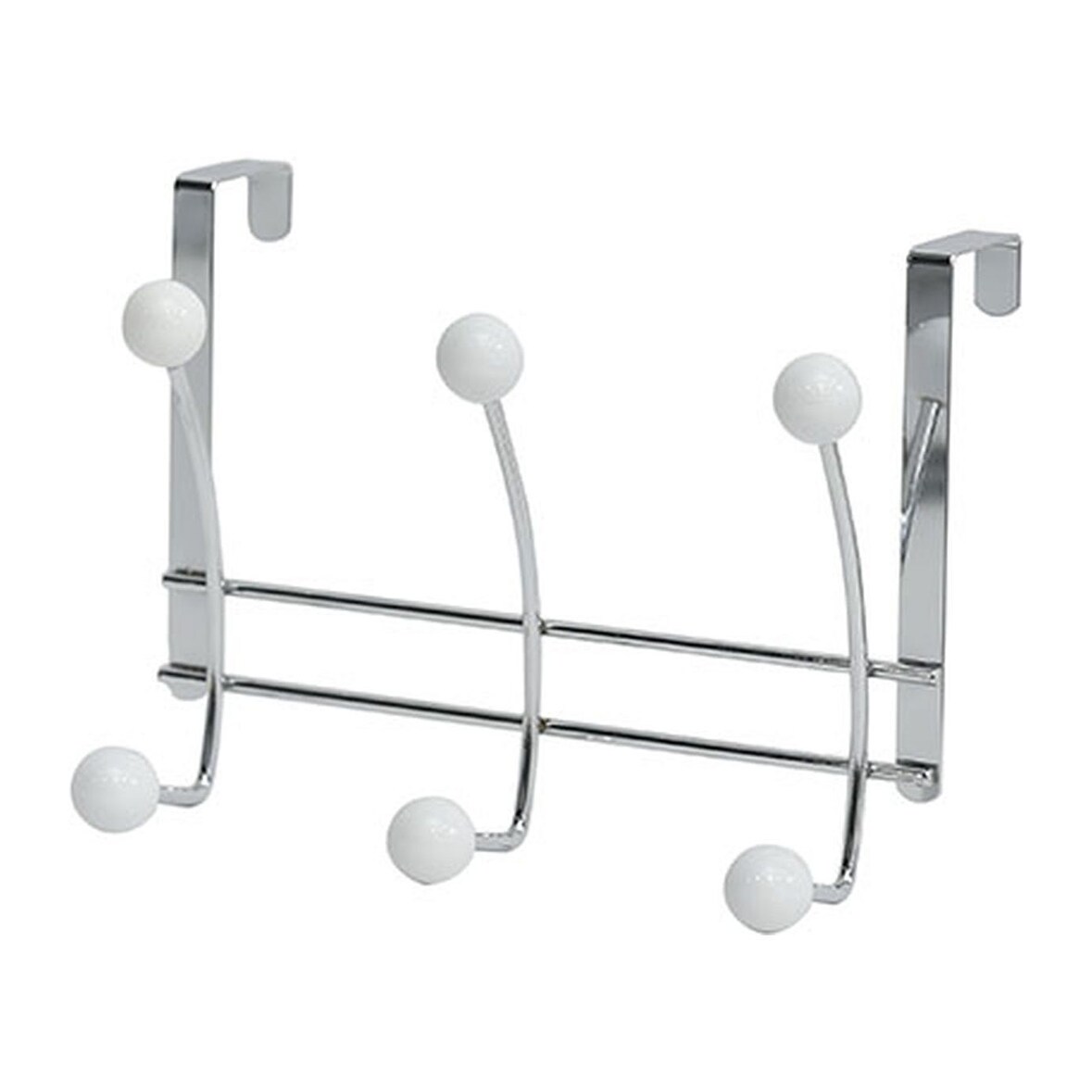 Patère Porte-serviettes 6 Crochets Blanc en métal et céramique à suspendre sur porte