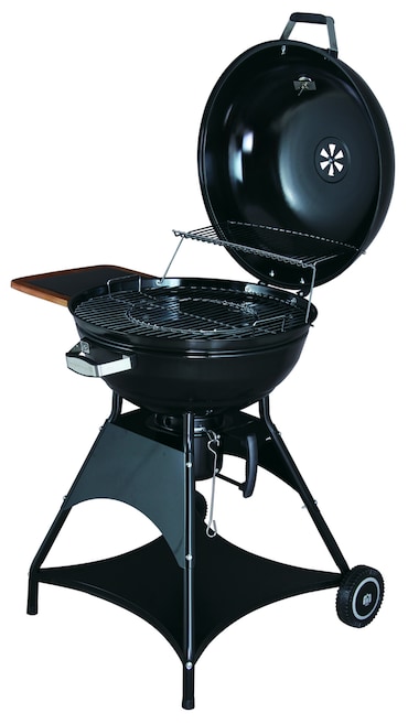 Tarrington House Houtskoolbarbecue Burnaby, staal, 80 x 70 x 94 cm, met inklapbare zijtafel, 2 wielen, zwart