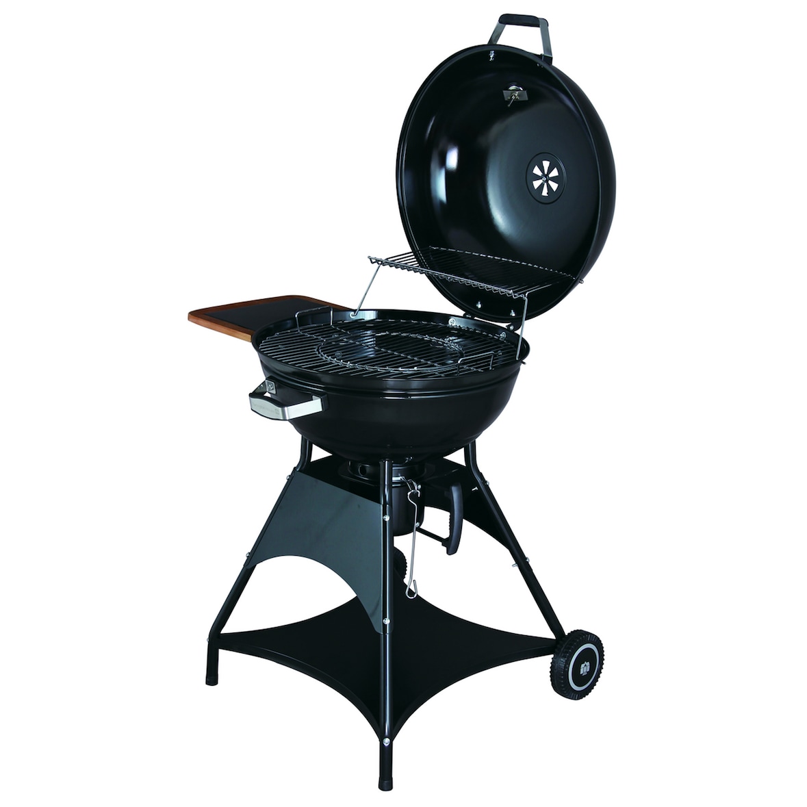 Tarrington House Houtskoolbarbecue Burnaby, staal, 80 x 70 x 94 cm, met inklapbare zijtafel, 2 wielen, zwart