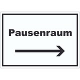thumbnail of Pausenraum Aufkleber mit Text Richtungspfeil rechts Pause Mittagspause waagerecht A4 (210x297mm)