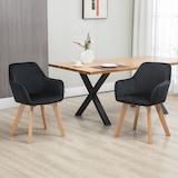 thumbnail of Pack de 2 sillas de comedor sillas de cocina tapizado en terciopelo con respaldo reposabrazos y patas de madera carga 120 kg 54x57x80 cm negro