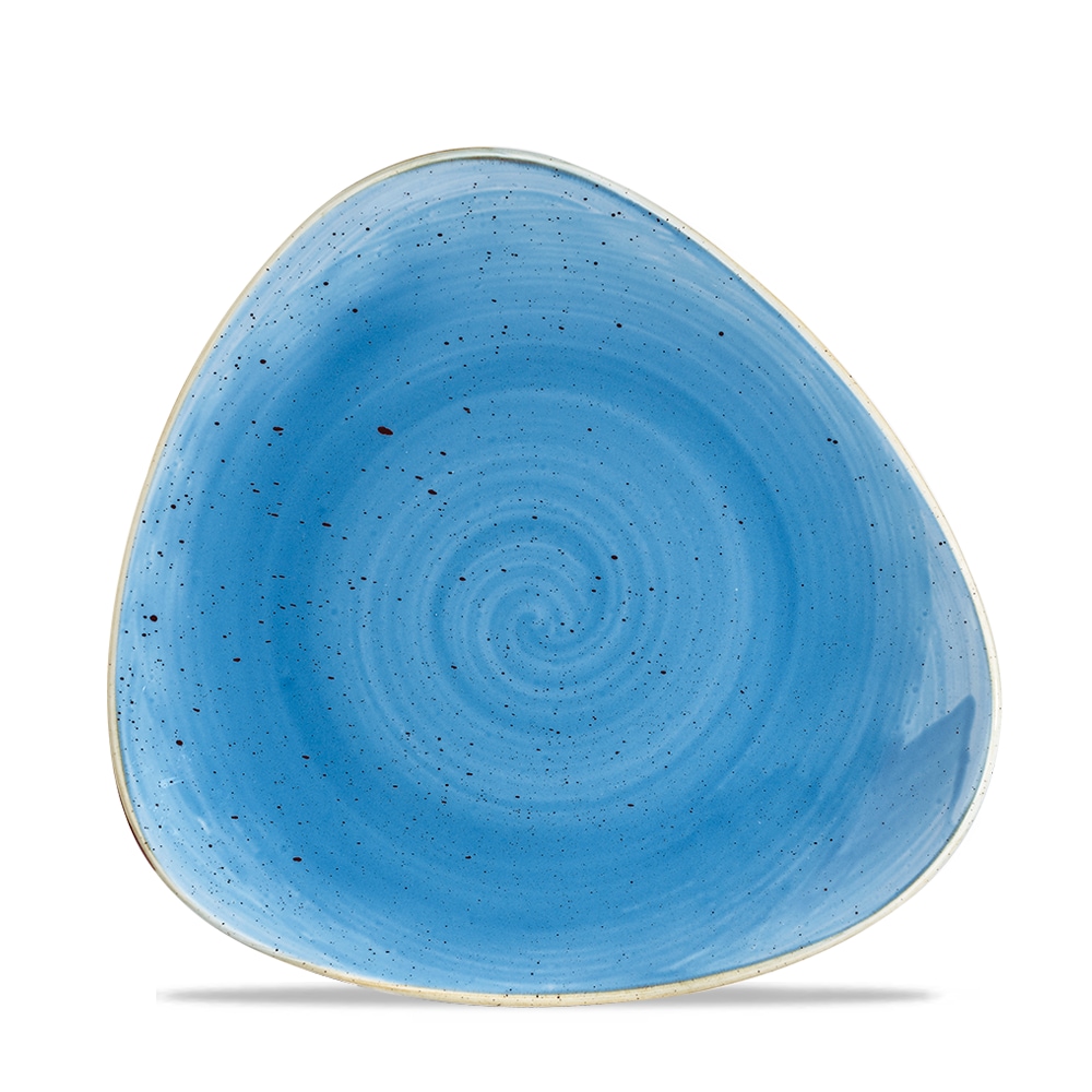 Marine Blu Piatto Triangolare Cm 19,2 Churchill Stonecast Puntinato 12scfstr7 Confezione Da 12