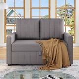 thumbnail of Multifunktionales Sofabett, faltbar, 127x75x94 cm, mit 2 Kissen und verstellbarer Rückenlehne, ideal für kleine Räume, Stoffbezug, Antikgrau