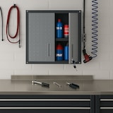thumbnail of Armario de pared HWC-O52, armario de pared, acero con cerradura 77x77x31cm ~ gris claro/gris oscuro