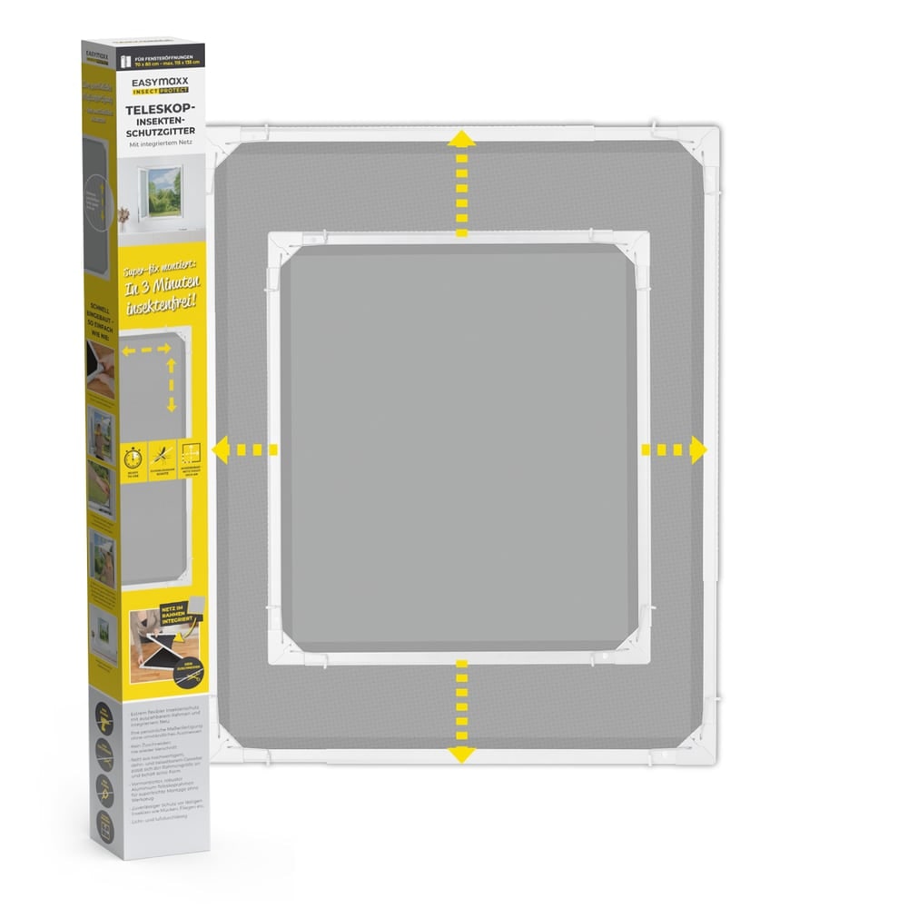 EASYmaxx Insect Protect Teleskop-Insektenschutzgitter mit Netz - weiß