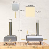 thumbnail of Outsunny mini horno de pizza exterior portátil de acero inoxidable con piedra refractaria pala patas plegables mangos de madera termómetro y bandeja