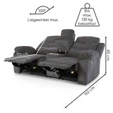 thumbnail of Kinosessel, 2er-Fernsehsessel mit Relaxfunktion, Liegefunktion Easy-Lift, Belastbarkeit je Sitzplatz 130 kg, Mikrofaser, in Dunkelgrau, Raburg Pixx