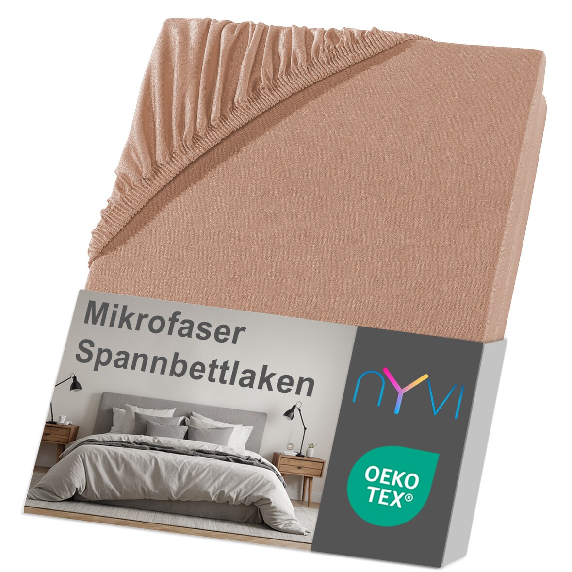 Spannbettlaken DreamScience Mikrofaser - Weich & Anschmiegsam, Rundumgummizug, Bügelfrei 90x200 - 100x200 cm nougat