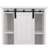 thumbnail of Armoire HWC-K75, commode Highboard, porte coulissante 8 compartiments de rangement, aspect bois métal industriel 163x76x38cm ~ blanc
