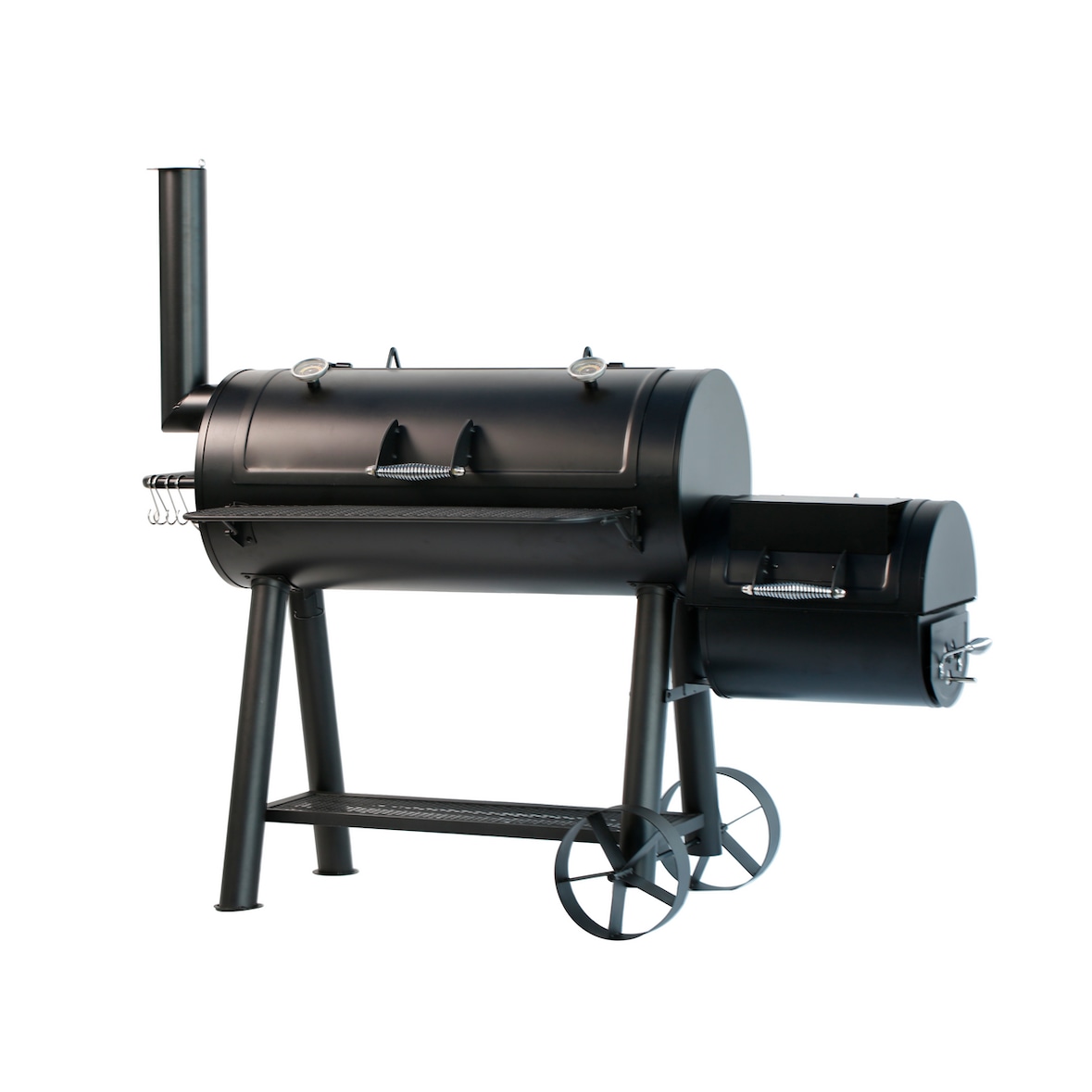 Tarrington House Holzkohlegrill mit Smoker Batesville, Stahl, 176 x 86 x 152.5 cm, Deckel mit Thermometer, Entlüftungssystem, fahrbar, schwarz
