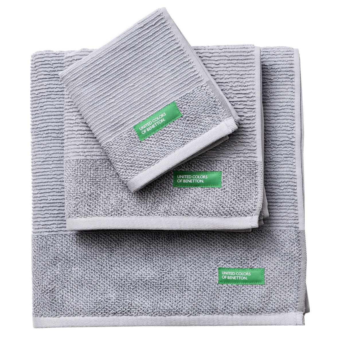 Benetton - Conjunto de 3 Toalhas de Banho (30x50 + 50x90 + 70x140cm) 450GSM 100% Algodão Cinzento