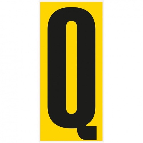 Buchstabe Q, für den Boden, gelb/schwarz, Kunststoff, 180x400mm, 3/VE