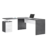 thumbnail of Web Furniture NEW SELINA Scrivania ad Angolo Melaminico 3 Cassetti 160x180cm   Bianco Lucido/Report