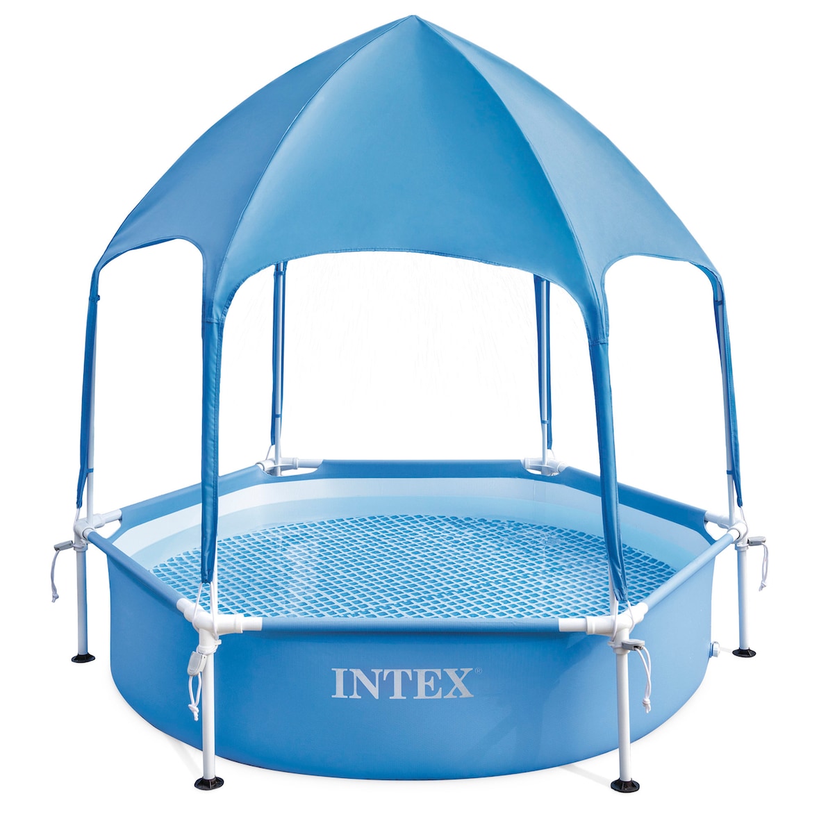 Piscina desmontable hexagonal 700 L c/toldo desmontable Canopy Metal Frame INTEX