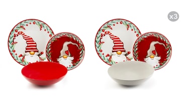 Excelsa servizio piatti 18 pezzi Holly Gnomo porcellana e stoneware multicolor