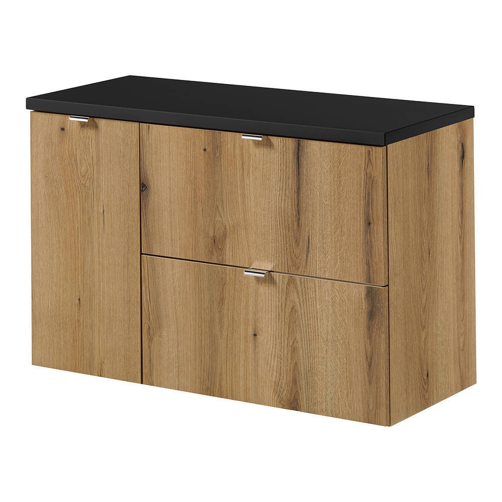Helloshop26 - Badezimmer-Unterschrank für Waschbecken Designerstil 90 x 60 x 40 cm Eichenoptik schwarz 03_0010000