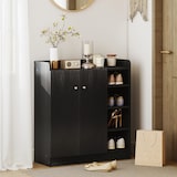 thumbnail of Zapatero Armario Madera Mueble Zapatero Gabinete 2 Puertas 4 Estantes Negro