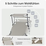 thumbnail of CASARIA® Sonnenliege Klappbar Wetterfest Alu Gartenliege mit Dach Liegestuhl Creme