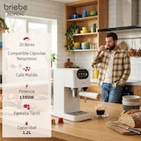 thumbnail of Nordic Conjunto Máquina de Café de 20 Bar Cápsulas e Café Moído + Chaleira Elétrica 1,7L + Torradeira de Pão 2 Fendas Largas,Briebe,SKT1209WHT,Branco