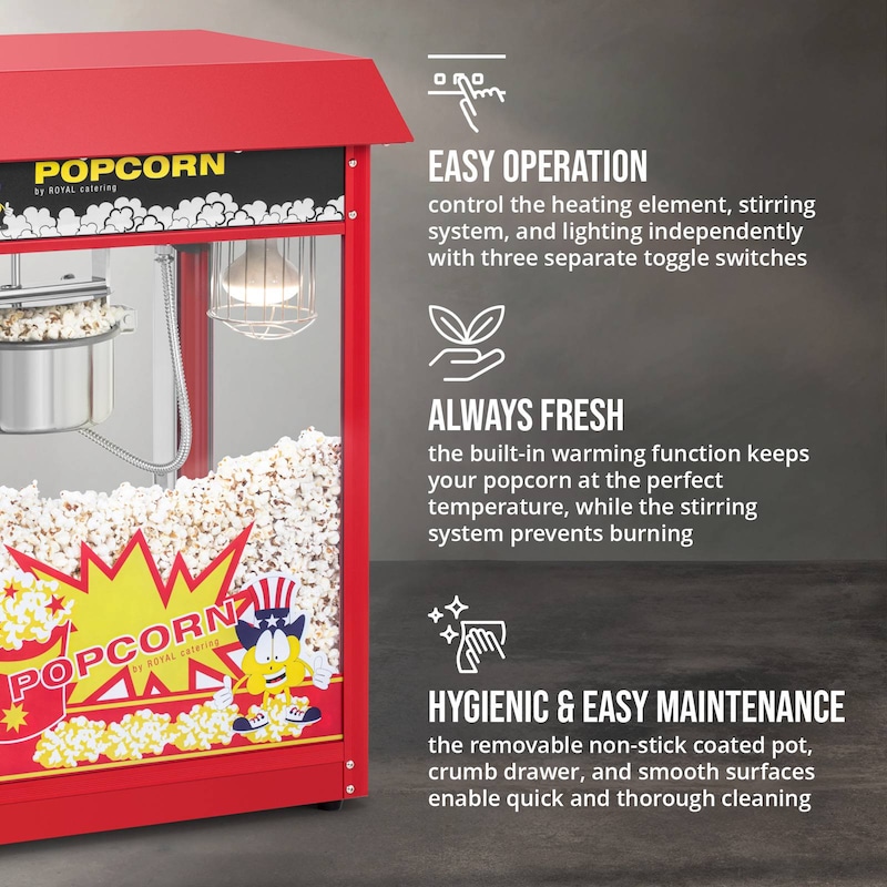 Royal Catering Popcornmaschine - 5 kg/h - 1500 W - rot - | METRO