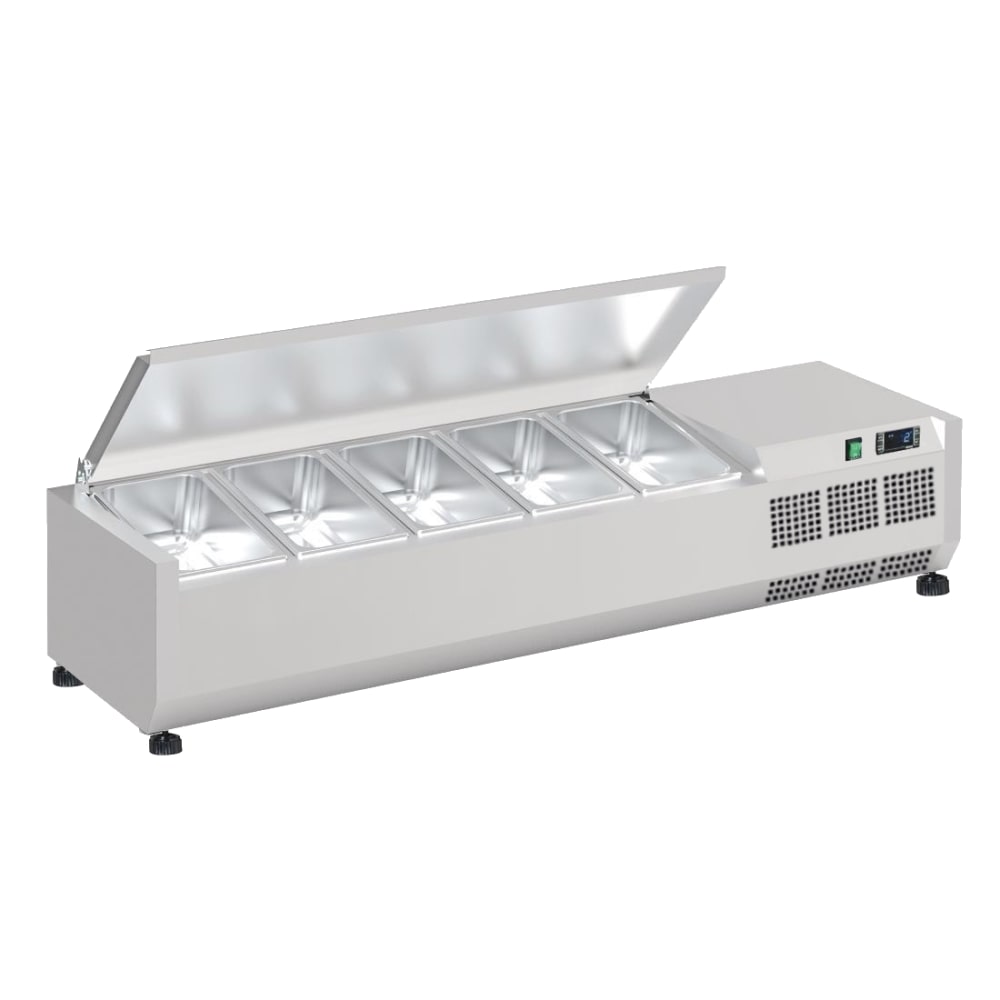 Refrigerador de ingredientes con tapa con 5 cubetas gn 1/4-150 - 1200x335x280 mm - 160 W 230/1V - 751412CT Eurast