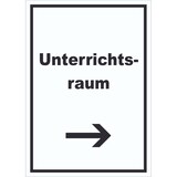 thumbnail of Unterrichtsraum Schild mit Text Richtungspfeil rechts Schule Schulung hochkant A5 (148x210mm)