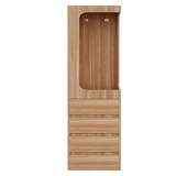 thumbnail of Kleiderschrank 70x40x170 cm Naturholz mit Tür und 4 Schubladen offenem Hängebereich und Fächern platzsparendes Design für Schlafzimmer Büro