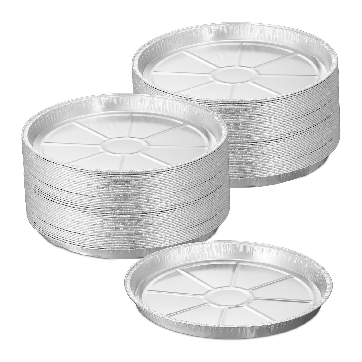 Relaxdays Aluschalen rund, 100er Set, HxD: 2,5 x 27,5 cm, Backform Linzertorte, Tropfschalen indirektes Grillen, silber