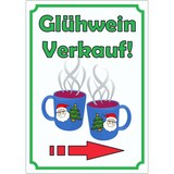 thumbnail of Glühwein Werbeaufkleber Aufkleber Hochkant mit Pfeil rechts A2 (420x594mm)