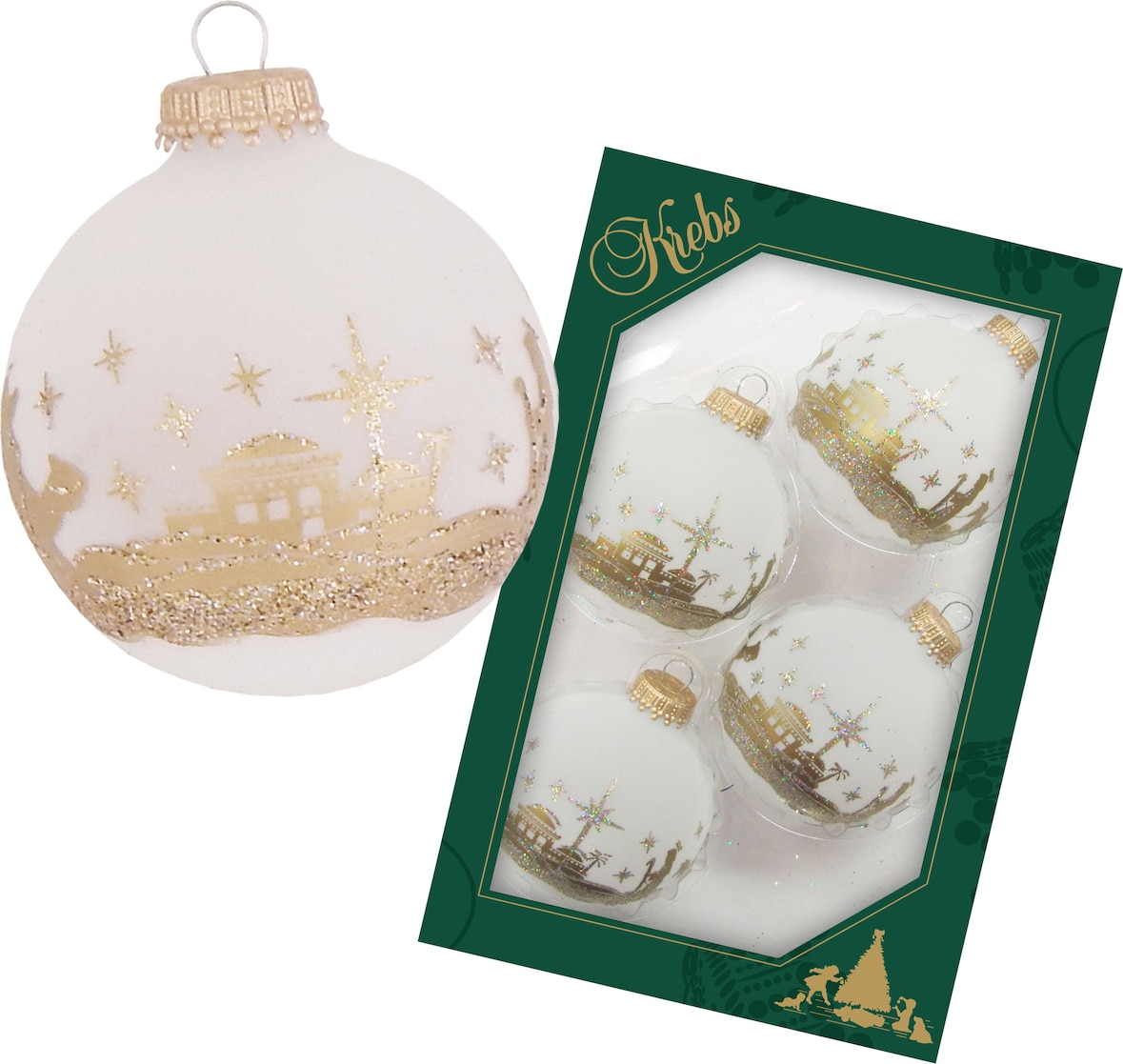 Frost 7cm Glaskugel mit Banddekor Bethlehem