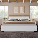 thumbnail of Merax Holzbett Schwebebett 180x200 Doppelbett mit Kopfteil & Lattenrost für Schlafzimmer Beige & Weiß