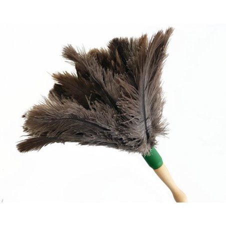 Plumero con plumas naturales de avestruz mango madera 56 cm