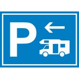 thumbnail of Wohnmobil Parkplatz Schild mit Richtungspfeil links waagerecht A4 Rückseite selbstklebend