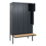 thumbnail of C+P Z-Spind Classic PLUS, schwebender Sitzbank aus Buche 8 Abteile, HxBxT 212x120x82cm, Zylinderschloss, Anthrazit von PROREGAL