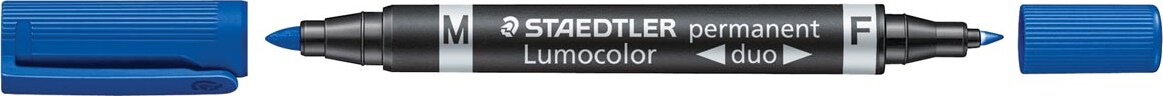 STAEDTLER Marqueurs LUMOCOLOR permanents double pointe - Coloris Bleu
