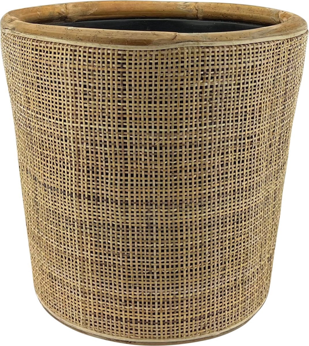 Rattan-Drypot-Pflanzkorb – Ø 38 x 38 cm – Nachhaltiger Blumentopf mit wasserdichtem Innentopf – Braun