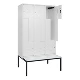 thumbnail of C+P Z-Spind Classic PLUS, Kunststoff untergebaute Sitzbank, 6 Abteile, HxBxT 212x120x82cm, Zylinderschloss, Verkehrsweiß von PROREGAL