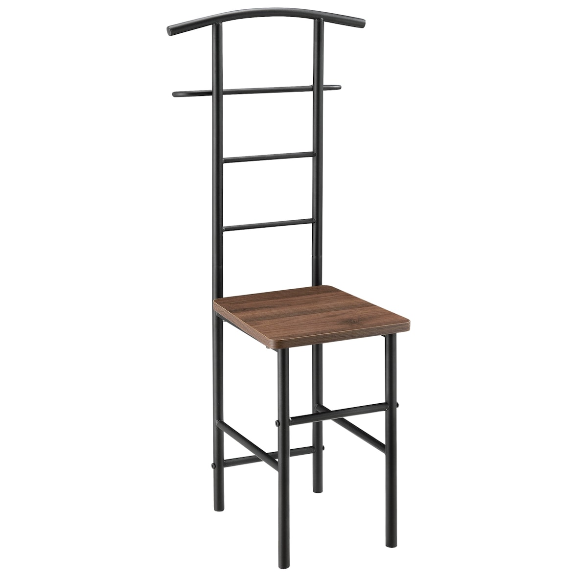 Helloshop26 - Valet de chambre nuit porte vêtements avec cintre et porte pantalons métal MDF 107 cm noir marron 03_0006284