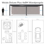 thumbnail of Weide Deluxe Plus | Wand Pergola | Voll Aluminium | 4 x 8 M | Lamellendach anthrazit
