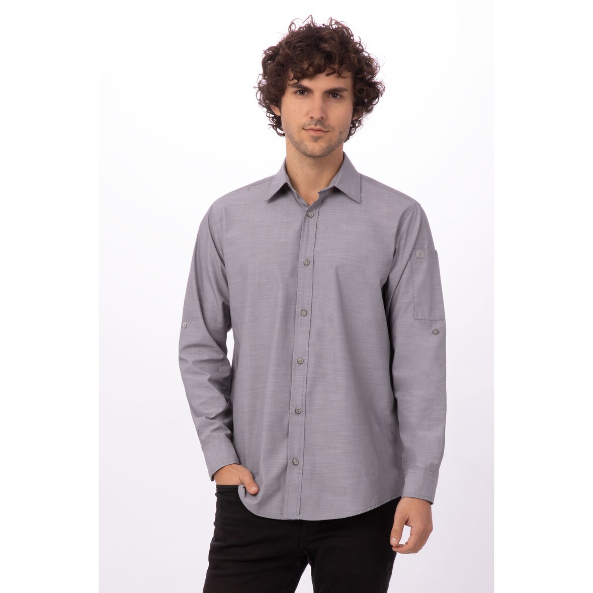 Chef Works® CHAMBRAY Herrenhemd Urban Collection Artikel SLMCH005 Grau Größe XS