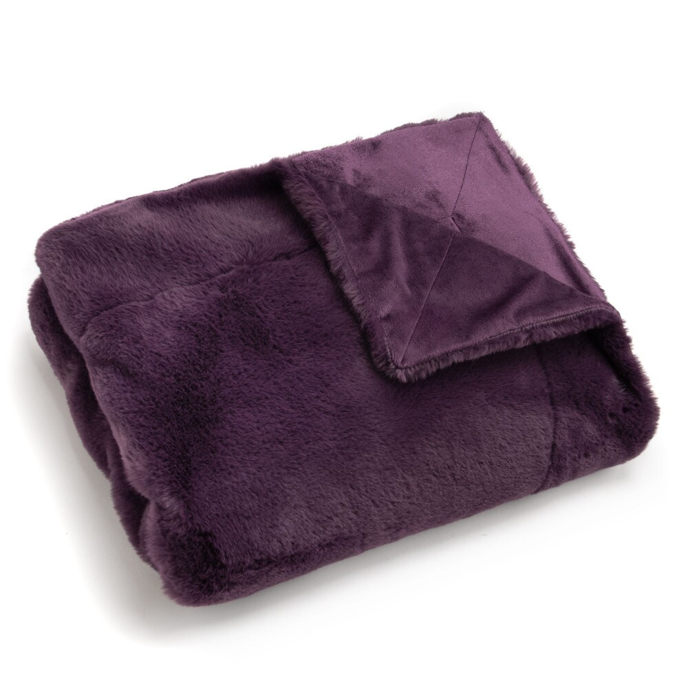 Plaid luxe 130x170 pflaume - Violett Rechteck Polyester Amadeus 130x1 cm