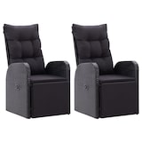 thumbnail of vidaXL Gartensessel mit Kissen 2 Stk. Verstellbar Schwarz Poly Rattan