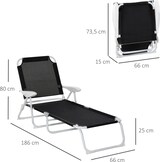 thumbnail of Outsunny Tumbona Reclinable y Plegable de Jardín con Respaldo Ajustable en 4 Posiciones Marco de Metal TextelineTranspirable 160x66x80 cm Negro