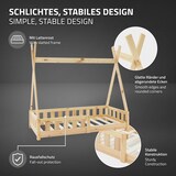 thumbnail of ML-Design Kinderbett Tipi 70 × 140 cm Natur – Kiefernholz, mit Rausfallschutz & Lattenrost, Hausbett mit Zaun/Bodenbett
