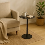 thumbnail of WellHome - Mesa auxiliar redonda de hierro en color negro 35x35x53cm