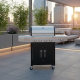 thumbnail of Barbecue a Gas Professionale XXL Da 16 kW con 5 Bruciatori in Acciaio Inox Fuoco Laterale Termometro Griglia Di Cottura 67x42 Cm 137×50×120 Cm Nero