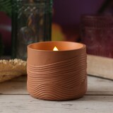 thumbnail of LED Solar Windlicht Wellenmuster Solar Kerze flackernd Tischleuchte terracotta